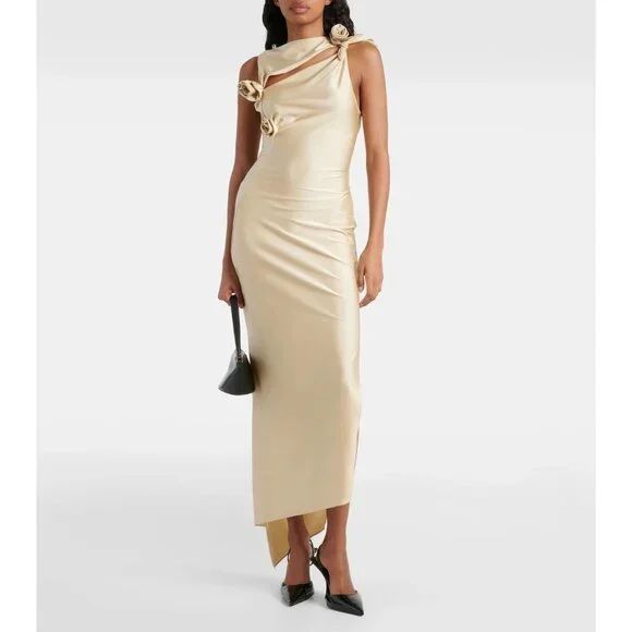 Coperni Gold Asymmetrical Gown with Slit - Picture 12 of 16